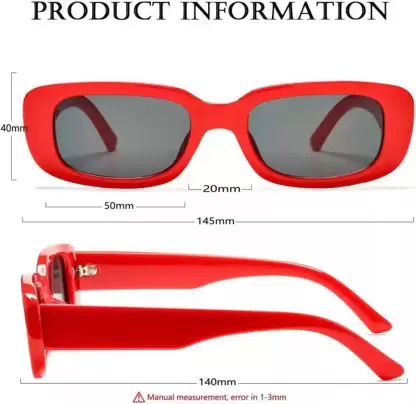 UV Protection Rectangular Sunglasses 52 For Women, Black-