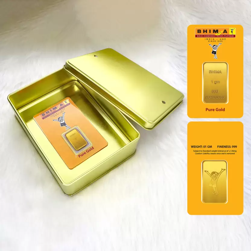 Bhima Jewellers 24K 1 g Yellow Gold Bar 24 999 K 1 g Gold Bar-