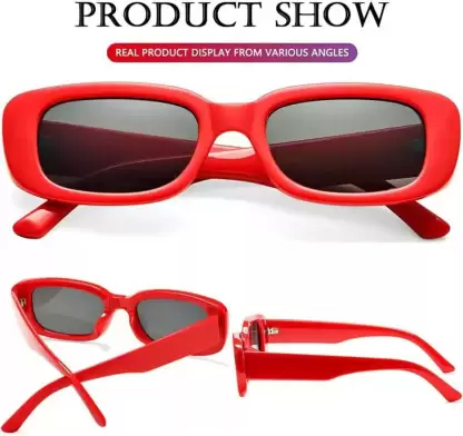 UV Protection Rectangular Sunglasses 52 For Women, Black-