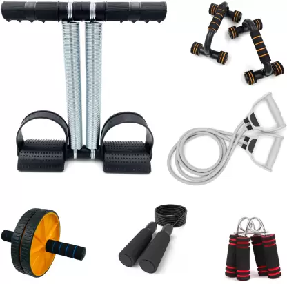 LIVOX Tummy Trimmer, Toning tube, Ab wheel Roller, Pushup Bar, Rope, 2handgrip Ab Exerciser-
