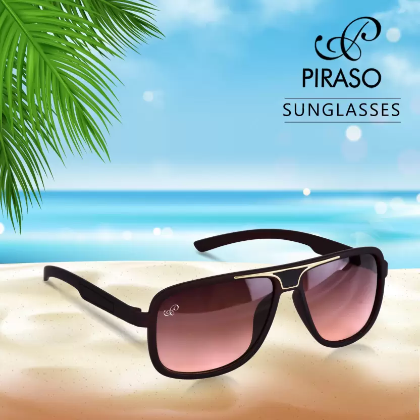 UV Protection Wayfarer Sunglasses 56  For Men & Women, Red-