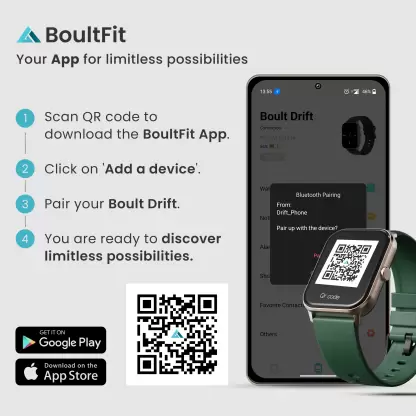 Boult Drift BT Calling 1.69 HD Display, 140+ Watchfaces, 475Nits Brightness, IP68 Smartwatch-