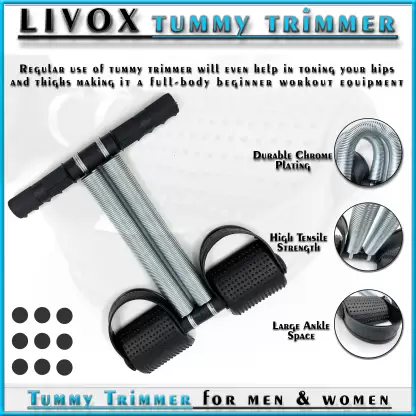 LIVOX Tummy Trimmer, Toning tube, Ab wheel Roller, Pushup Bar, Rope, 2handgrip Ab Exerciser-
